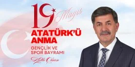 Mavi Kırmızı Resimli Renkli 19 Mayıs Atatürk'ü Anma Gençlik Ve Spor Bayramı Kutlu Olsun Banner